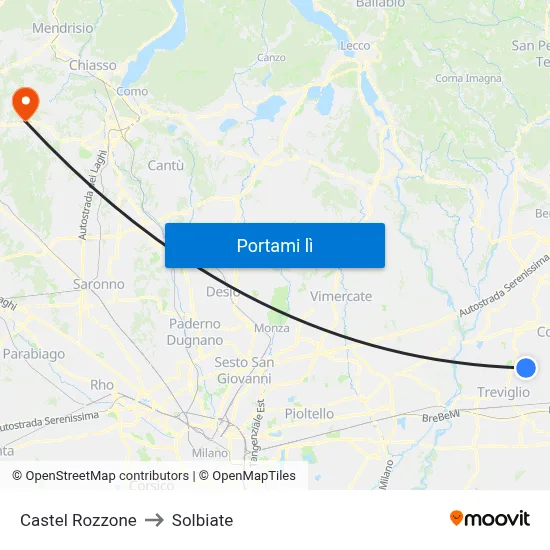 Castel Rozzone to Solbiate map