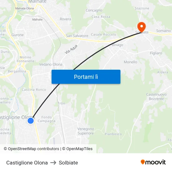 Castiglione Olona to Solbiate map