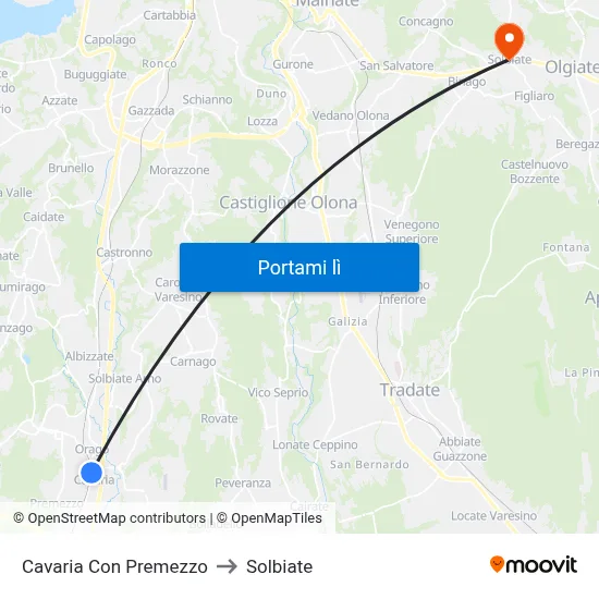 Cavaria Con Premezzo to Solbiate map