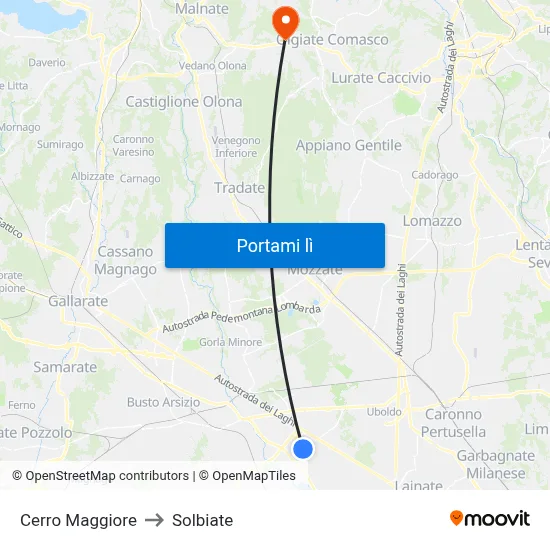 Cerro Maggiore to Solbiate map