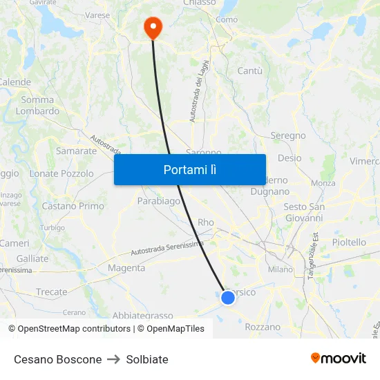 Cesano Boscone to Solbiate map