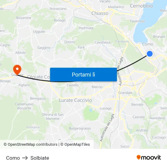 Como to Solbiate map