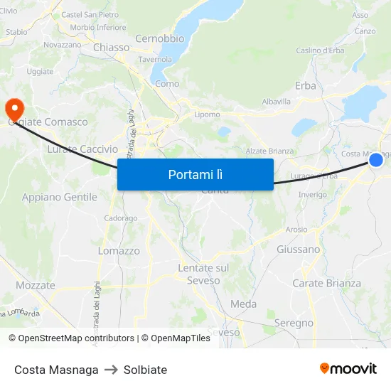 Costa Masnaga to Solbiate map