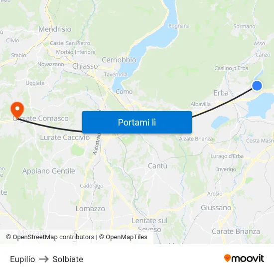 Eupilio to Solbiate map