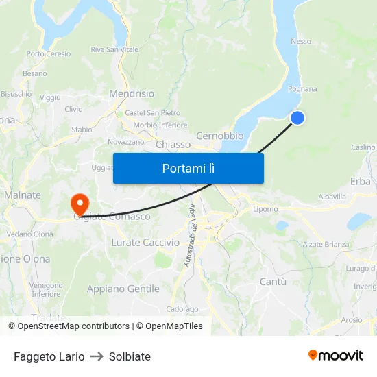 Faggeto Lario to Solbiate map