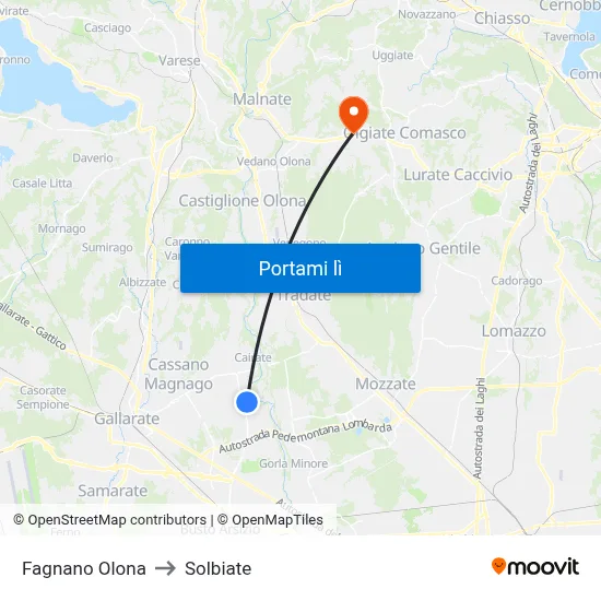 Fagnano Olona to Solbiate map