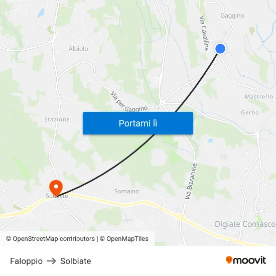 Faloppio to Solbiate map