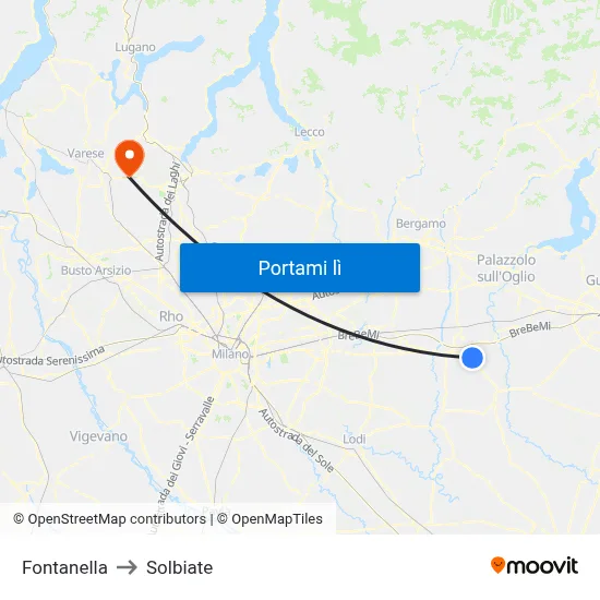 Fontanella to Solbiate map
