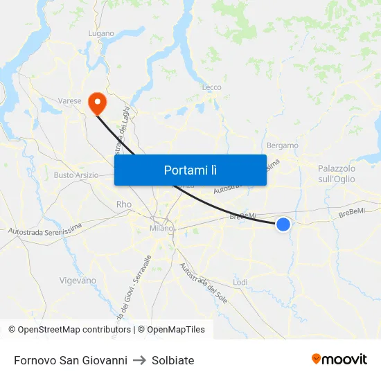 Fornovo San Giovanni to Solbiate map