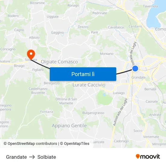 Grandate to Solbiate map
