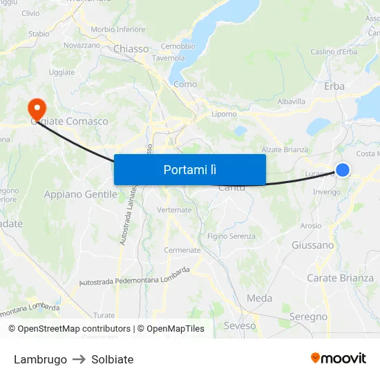 Lambrugo to Solbiate map