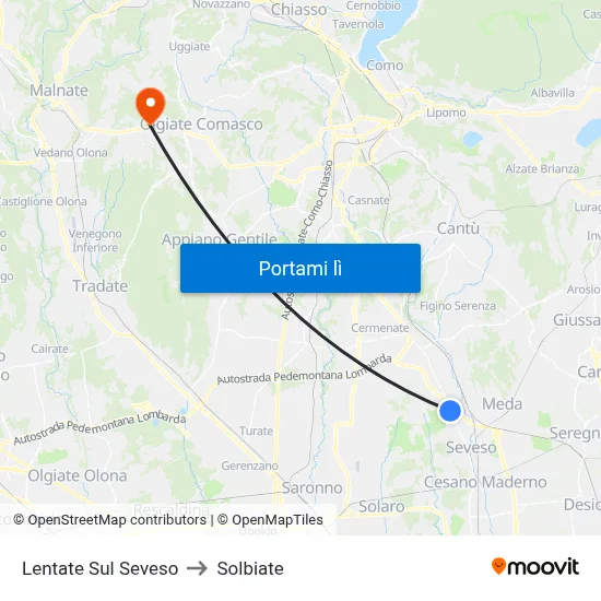 Lentate Sul Seveso to Solbiate map