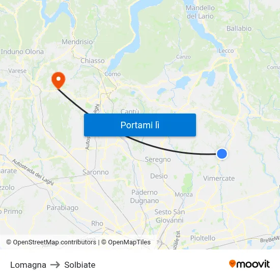 Lomagna to Solbiate map