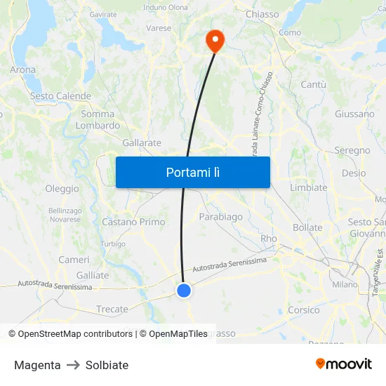 Magenta to Solbiate map