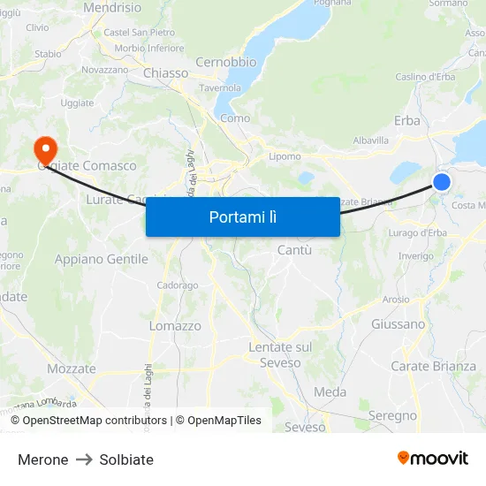 Merone to Solbiate map