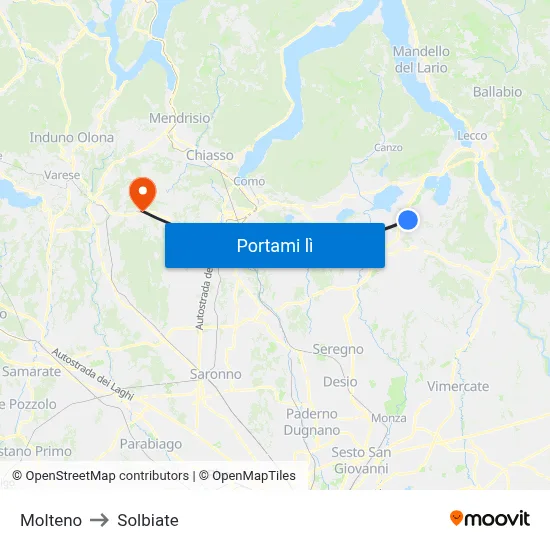 Molteno to Solbiate map