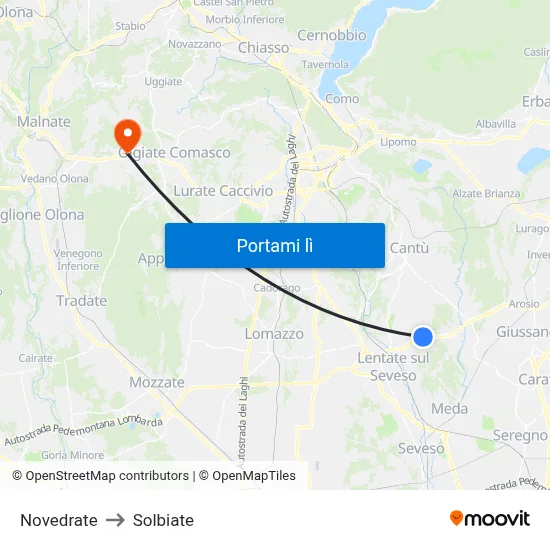 Novedrate to Solbiate map