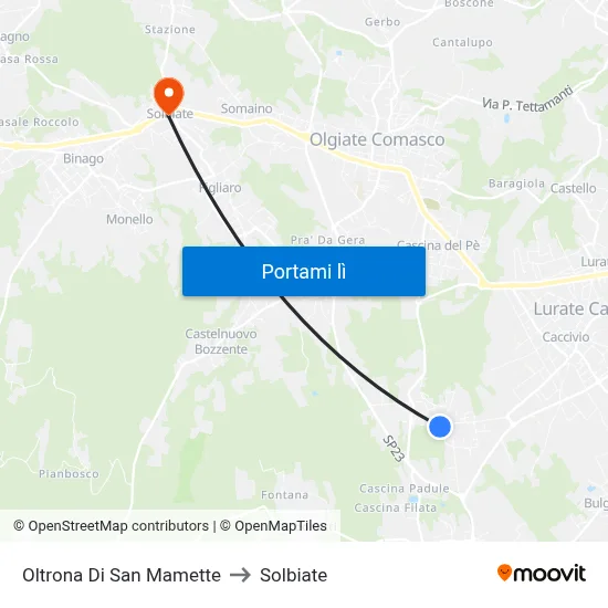 Oltrona Di San Mamette to Solbiate map