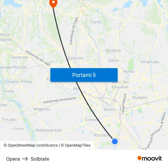 Opera to Solbiate map