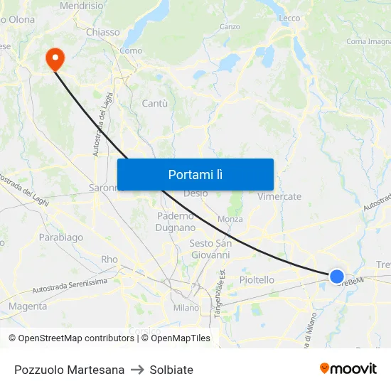 Pozzuolo Martesana to Solbiate map
