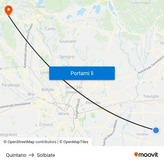 Quintano to Solbiate map