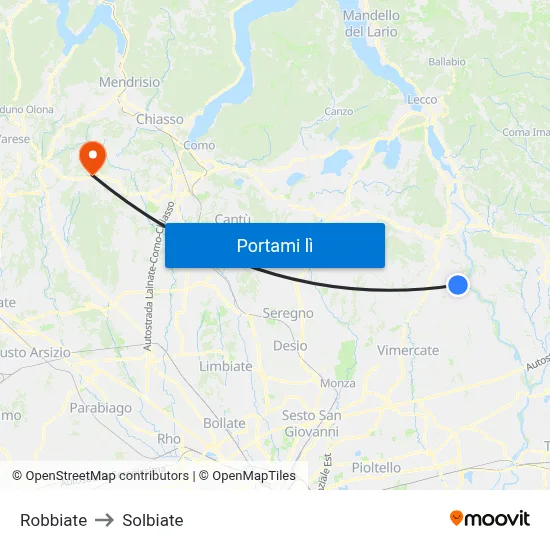 Robbiate to Solbiate map
