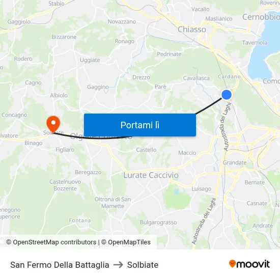 San Fermo Della Battaglia to Solbiate map
