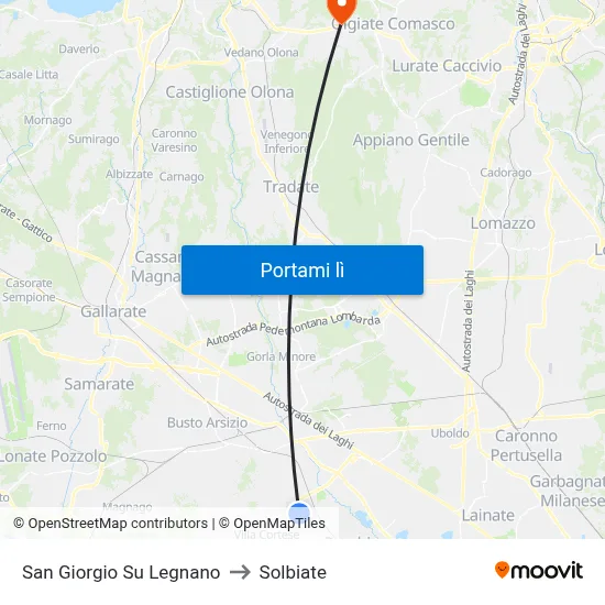 San Giorgio Su Legnano to Solbiate map