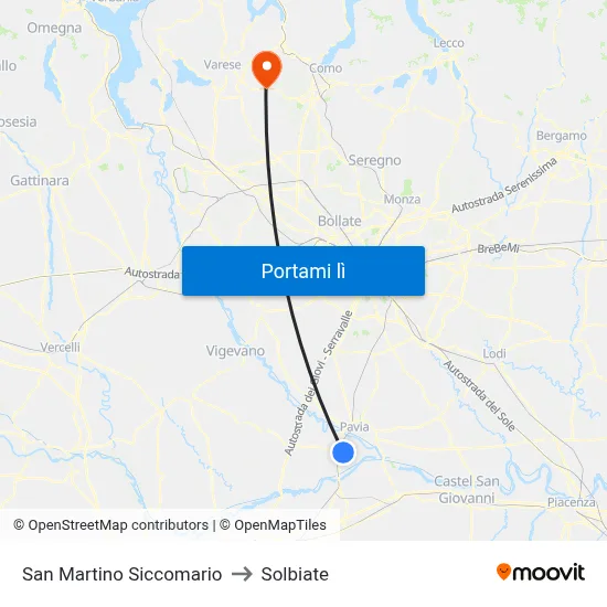 San Martino Siccomario to Solbiate map