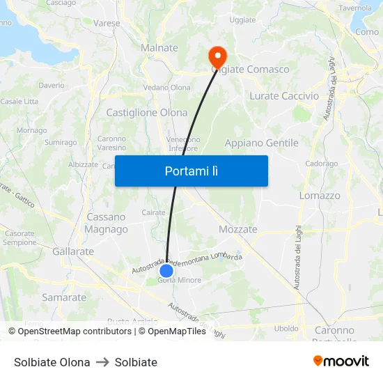 Solbiate Olona to Solbiate map