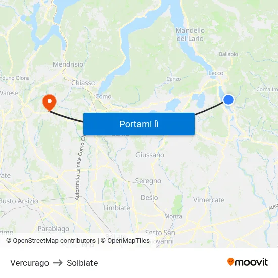 Vercurago to Solbiate map