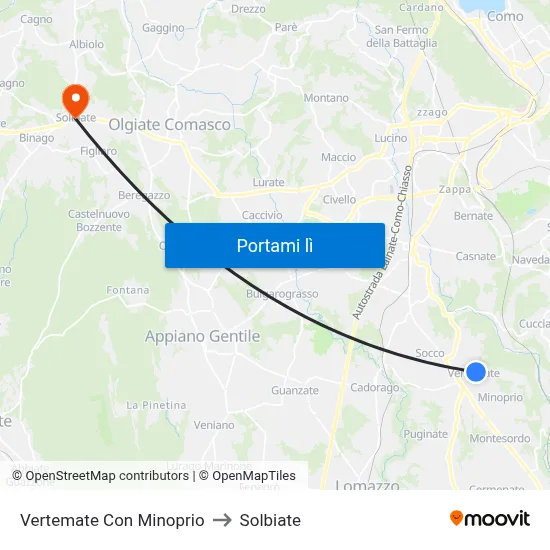Vertemate Con Minoprio to Solbiate map