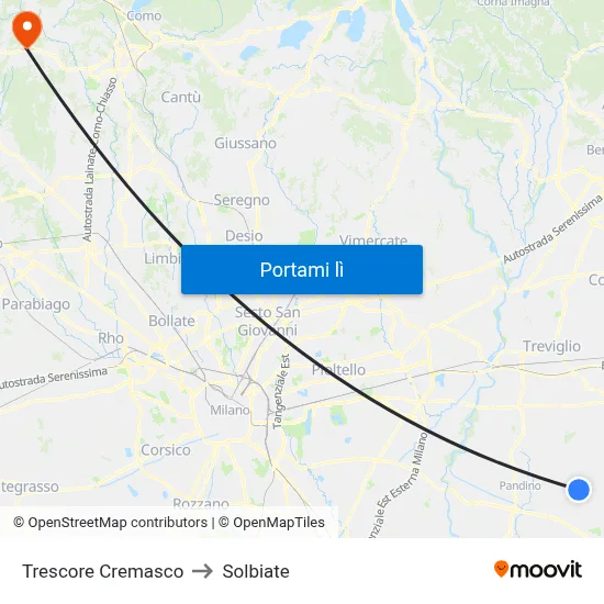 Trescore Cremasco to Solbiate map
