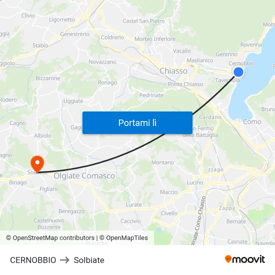 CERNOBBIO to Solbiate map