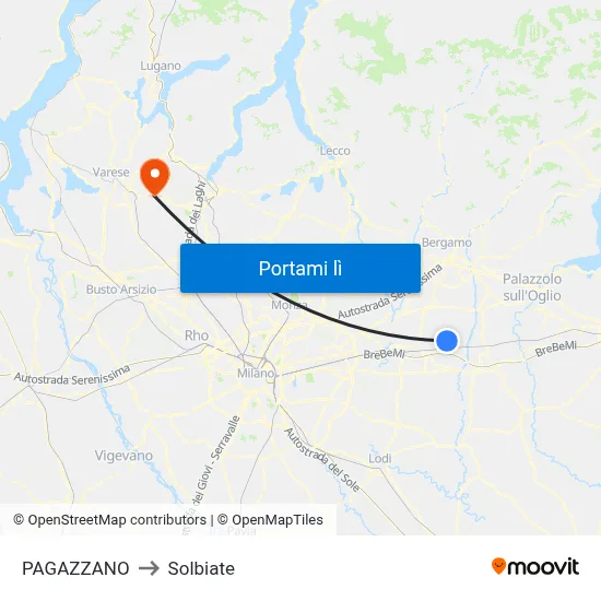 PAGAZZANO to Solbiate map