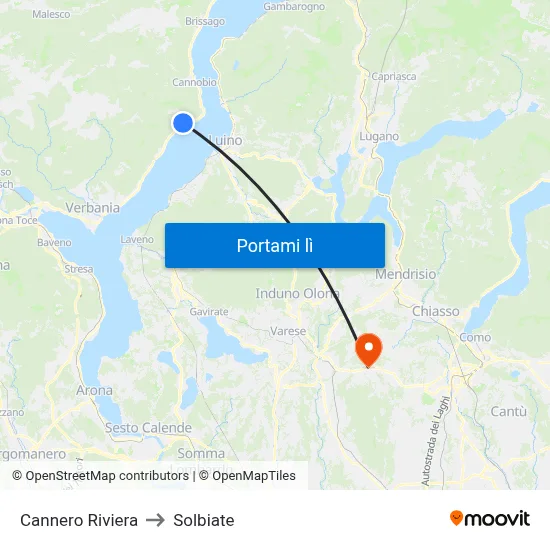 Cannero Riviera to Solbiate map