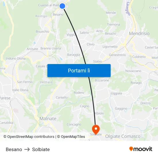 Besano to Solbiate map