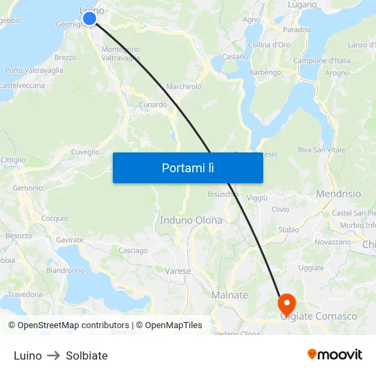 Luino to Solbiate map