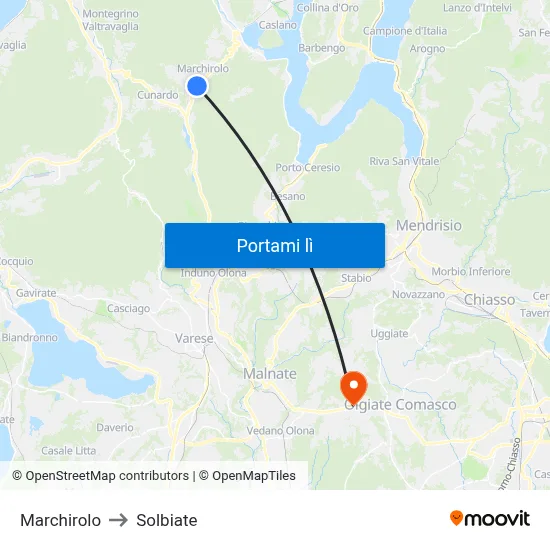 Marchirolo to Solbiate map
