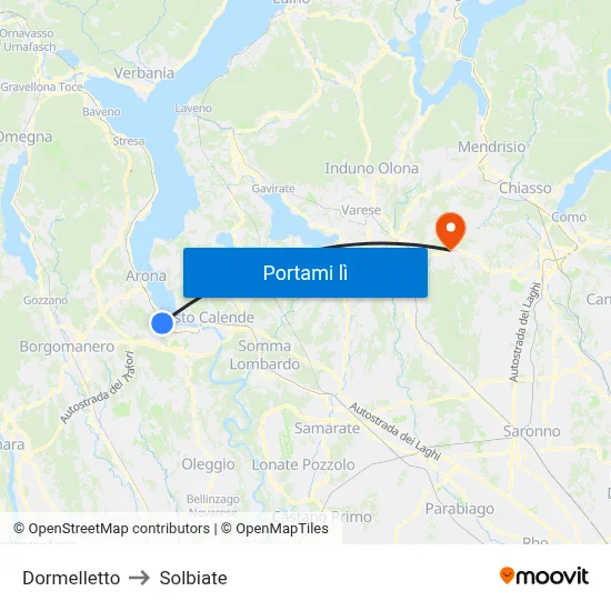 Dormelletto to Solbiate map