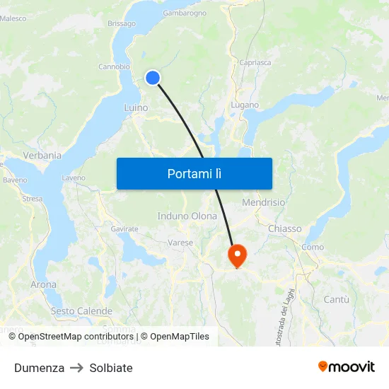Dumenza to Solbiate map