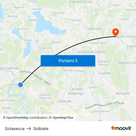 Golasecca to Solbiate map