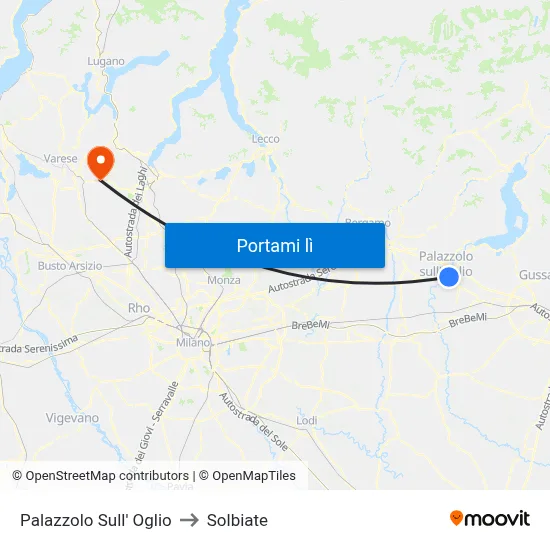 Palazzolo Sull' Oglio to Solbiate map