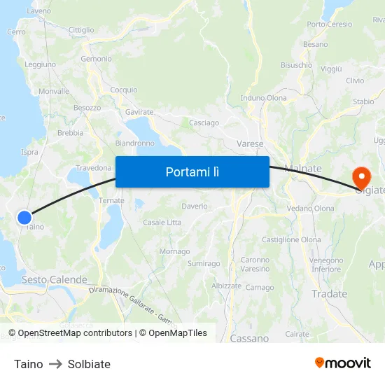 Taino to Solbiate map