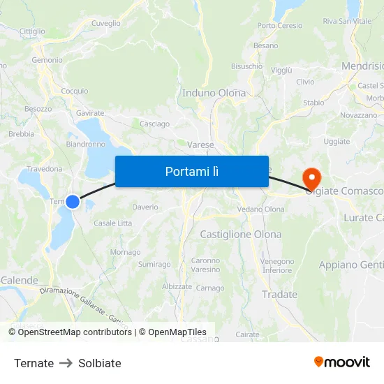 Ternate to Solbiate map
