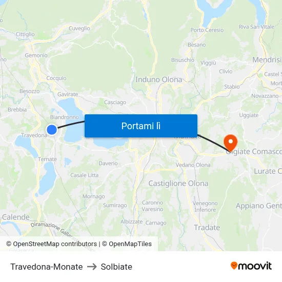 Travedona-Monate to Solbiate map