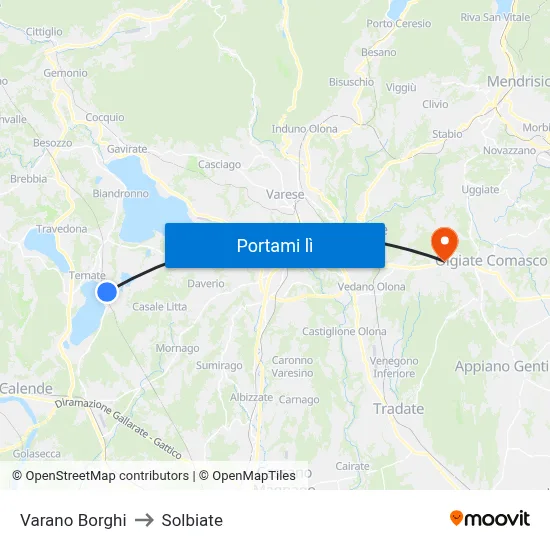 Varano Borghi to Solbiate map