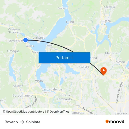 Baveno to Solbiate map
