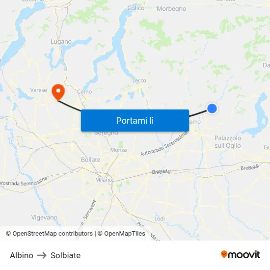 Albino to Solbiate map