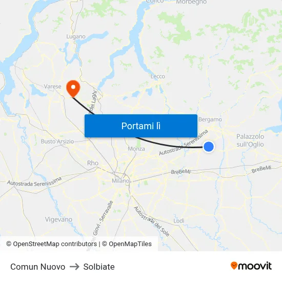 Comun Nuovo to Solbiate map